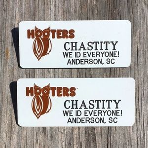 Hooters Girl Worn Name Tag “Chastity” Halloween